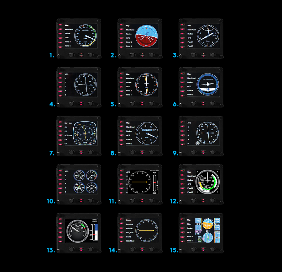 flight instrument panel professional simulation lcd multi-instrument controller 3 x 5 setup