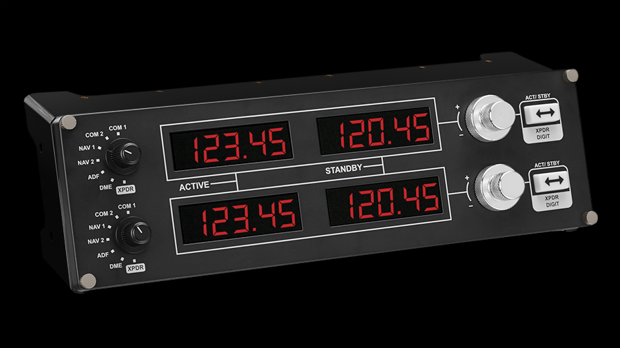 flight sim radio panel with for 4 dials and 2 buttons