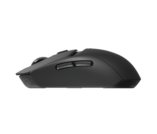 Logitech g309 lightspeed | hero 25k 25. 600 dpi | lightforce | bluetooth | črna brezžična gaming miška 4 Logitech g309 lightspeed črna gaming miška stranski pogled in programabilna gumba