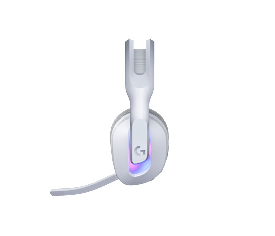 Logitech g522 lightspeed bele gaming slušalke stranski pogled z rgb osvetlitvijo